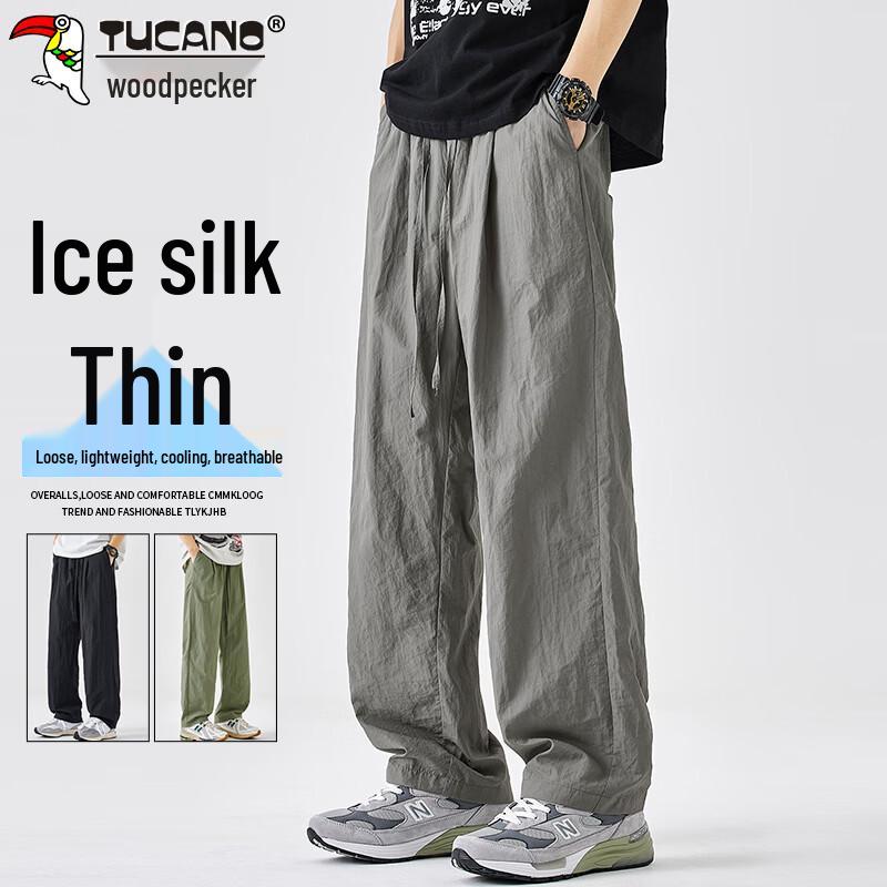 

TUCANO Men s Ice Silk Wide-Leg Casual Pants L