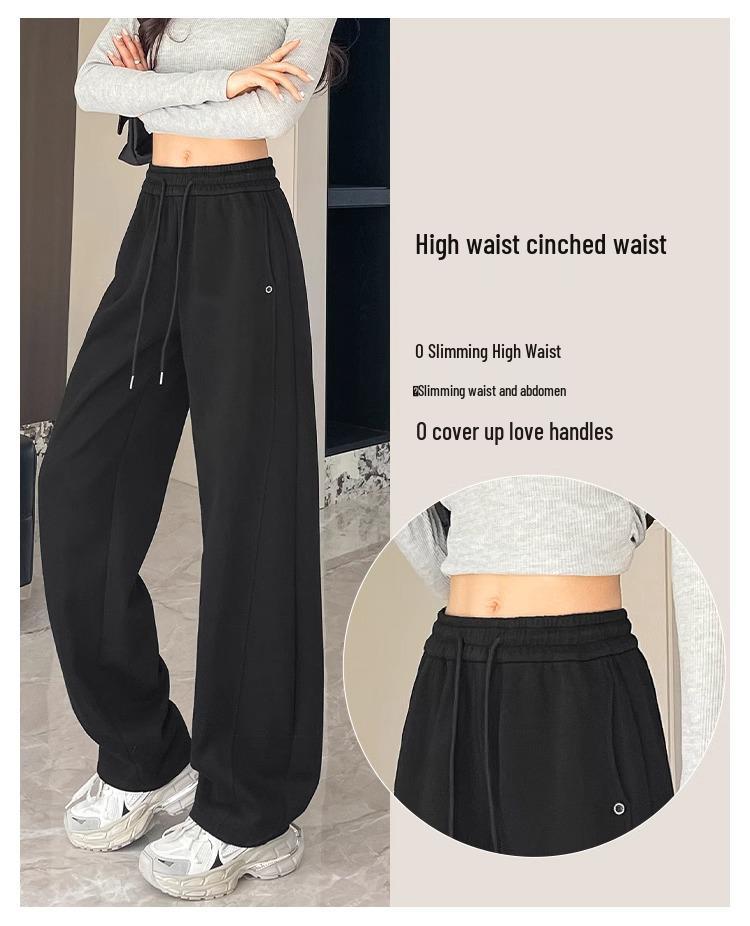 Women's 2025 High-Waisted Draping Petit Banana Sweatpants - Casual Straight Leg
