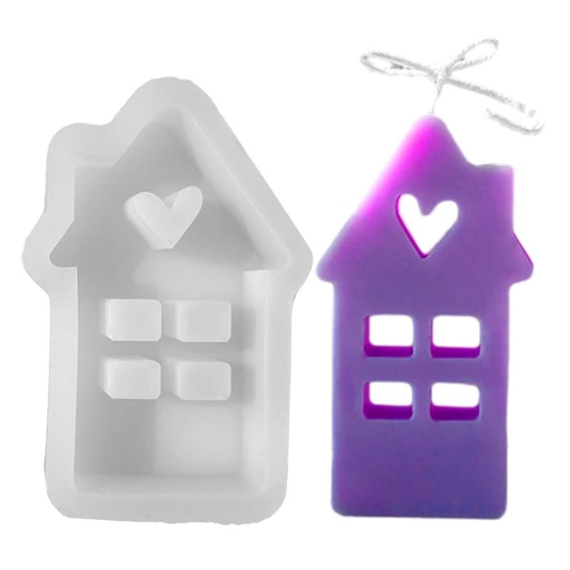 House Shape Candle Mold Heart Resin Mold for Candle Gypsum Ornament Silicone Mould Home Decorations Valentines Day Gift