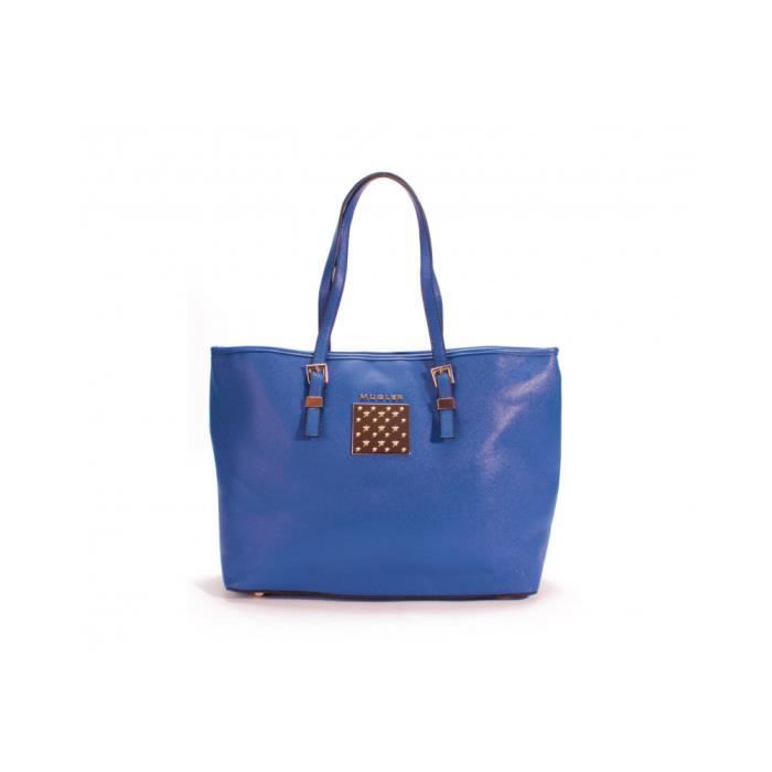 Tote Bag - Thierry Mugler - Eclat 5 - Blue - Imitation Saffiano Leather - Grained