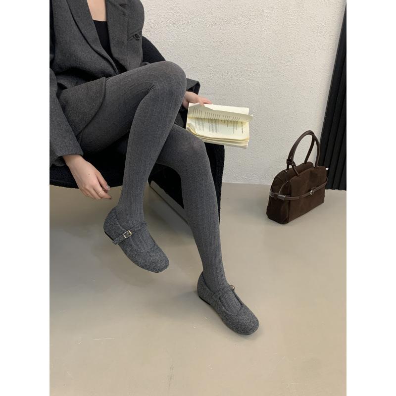 

Шерстяные пепельные туфли Мэри Джейн на универсальной платформе с увеличением внутренней высоты, женская обувь 2025 осень и зима, новые бархатные теплые хлопковые туфли с мелким вырезом 39 серый