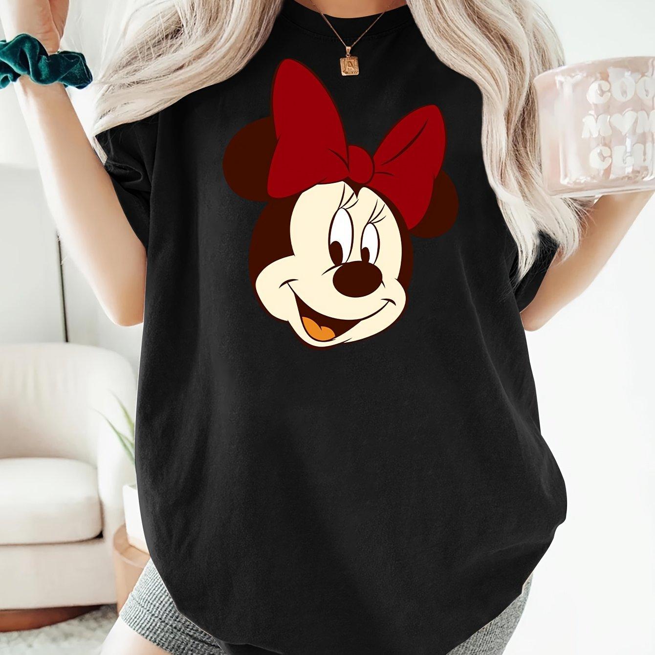 

2025 Disney Мінні Маус Жіночі Милі Мультяшні Топи для Дівчат Повсякденні Жіночі Футболки 100% Чиста Бавовна З Принтом Дозвілля Футболка 2XL