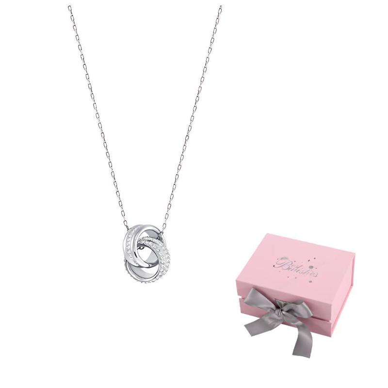 Swarovski Rhodium Plated, Faux Crystal Silver White Womens F-Pink bow gift box белый