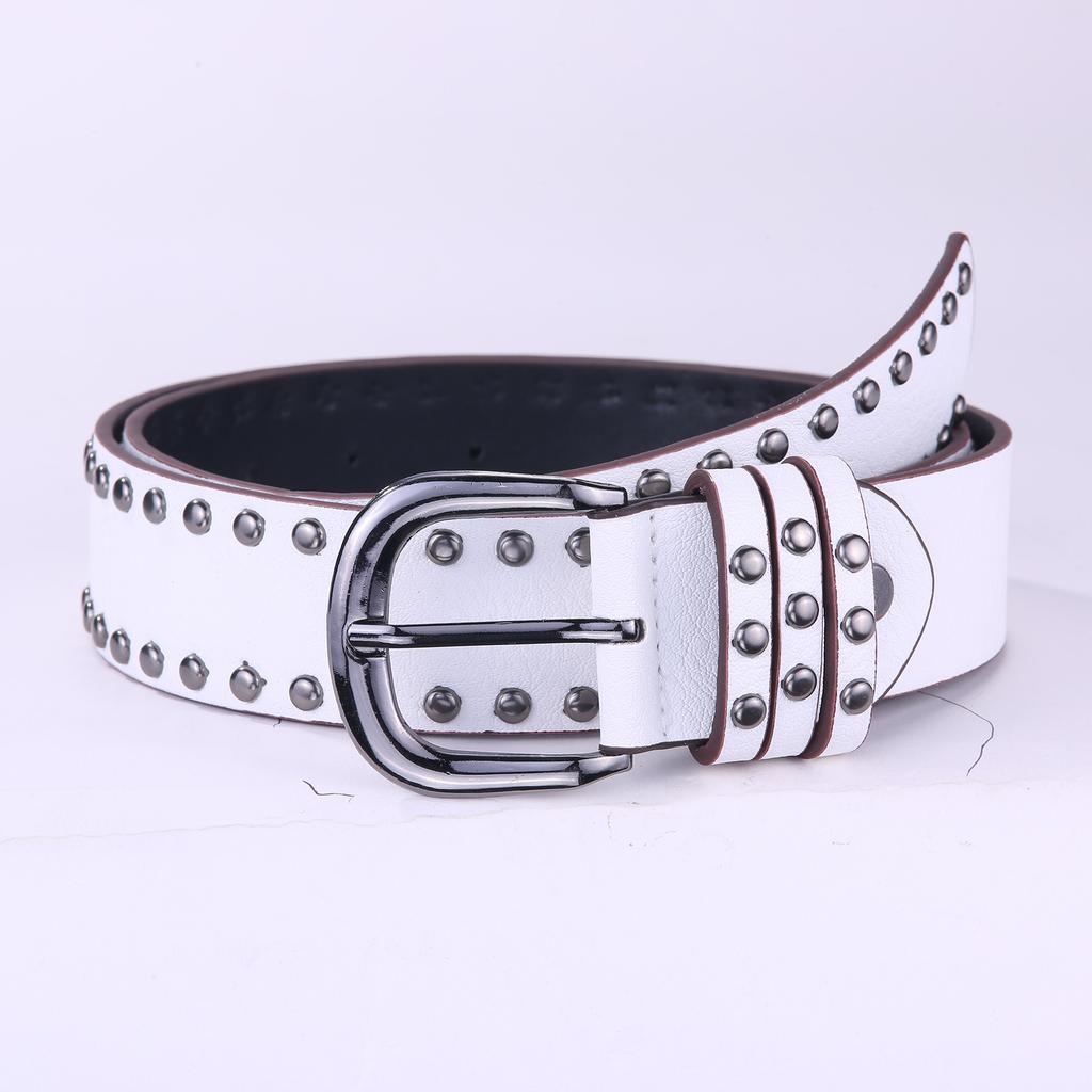 Fashion punk style needle buckle willow nail belt women's high-end jeans skirt versatile decorative belt solid buckle belt