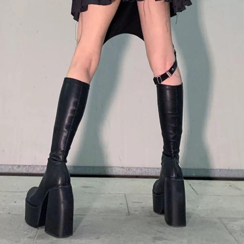 Sexy Thick-soled Thick-heeled Knight Boots, Super-high-heeled Large-size 4-sleeve High Boots.