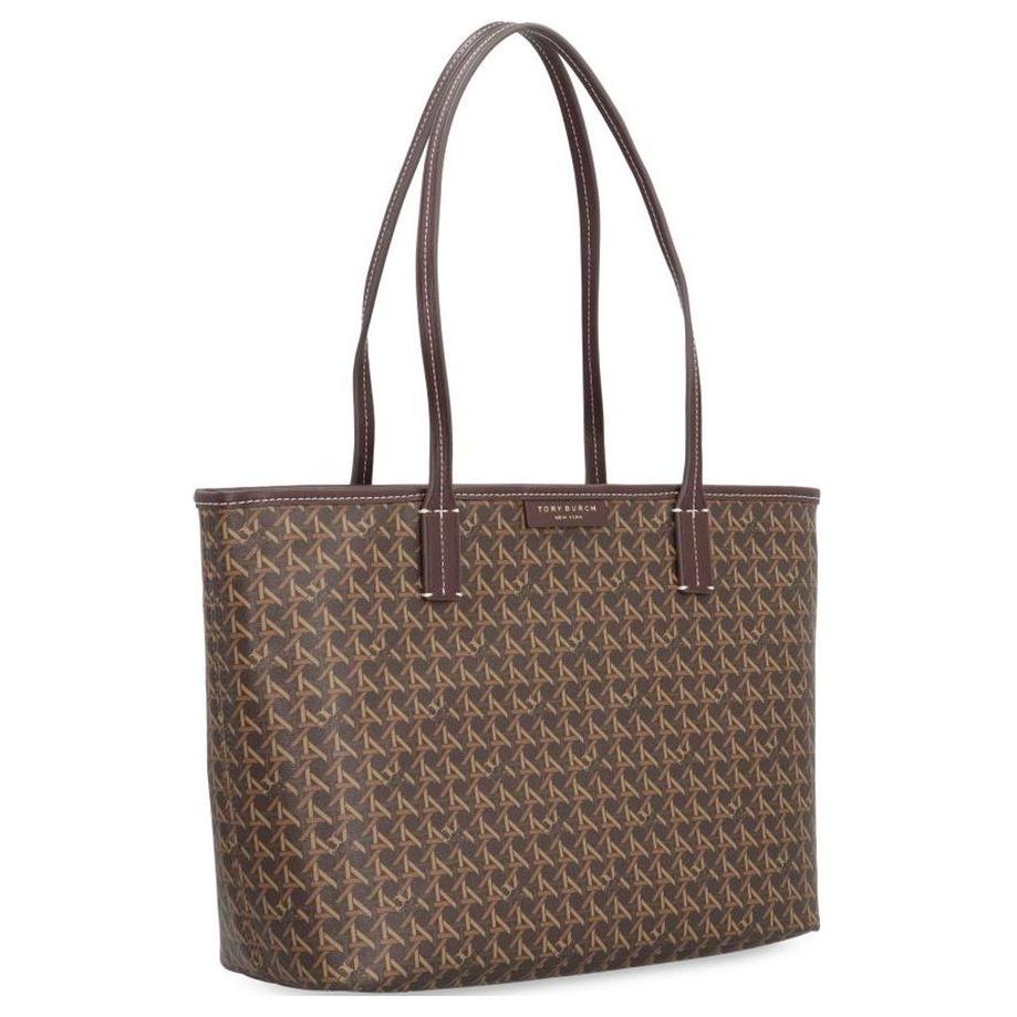Tory Burch Ever-Ready Series Full Print Vintage Pattern Coated Canvas Tote Bag Women tote bags Brown 147748-207