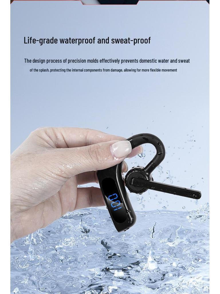 V10 Noise-Cancelling Bluetooth Ear Clip with Long Battery Life and Digital Display