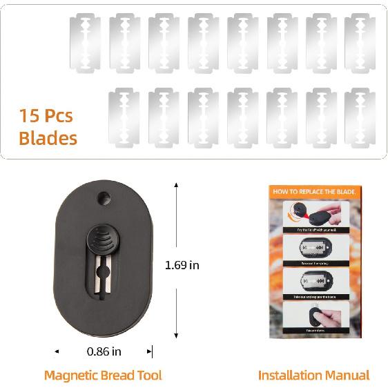 Magnetic Bread Lam Dough Scoring Tool, Bread Lame Slashing Tool with 15 Razor Blades, Professional Bread Lame for Dough Scoring Knife, Sourdough