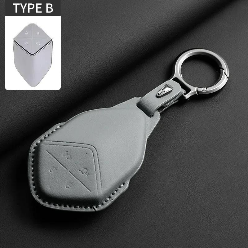 Leather Car Key Case Cover Holder Keychain Protective Shell for Changan Deepal S7 SL03 UNIT UNIK CS35 Plus CS55 Plus CS75