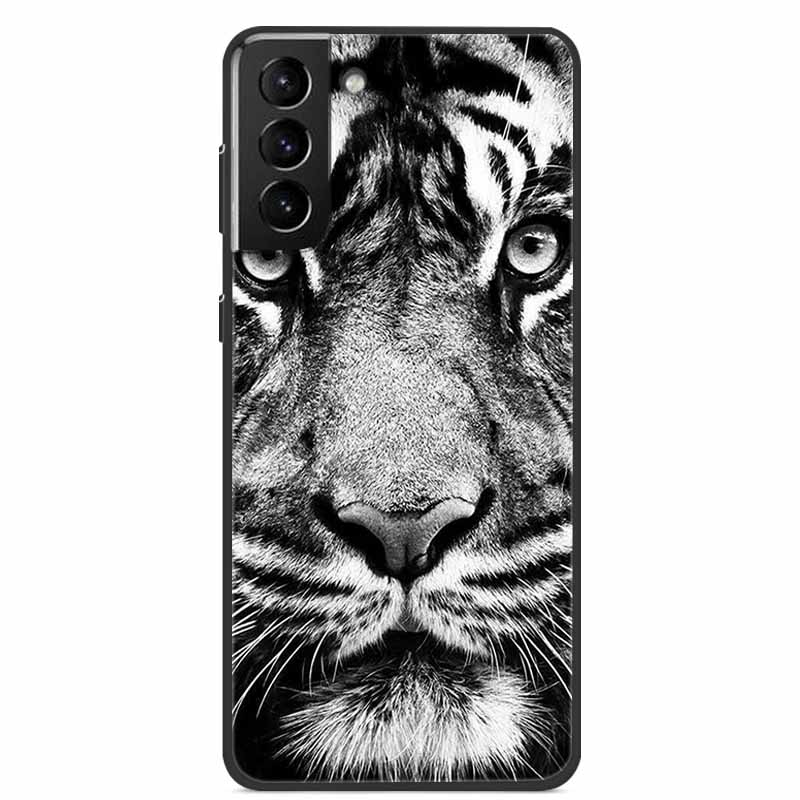 For Samsung S22 Case Wolf Lion Cat Black Silicone Soft Back Cover Case For Samsung Galaxy S21 FE S22 Ultra Phone Case S 22 Funda