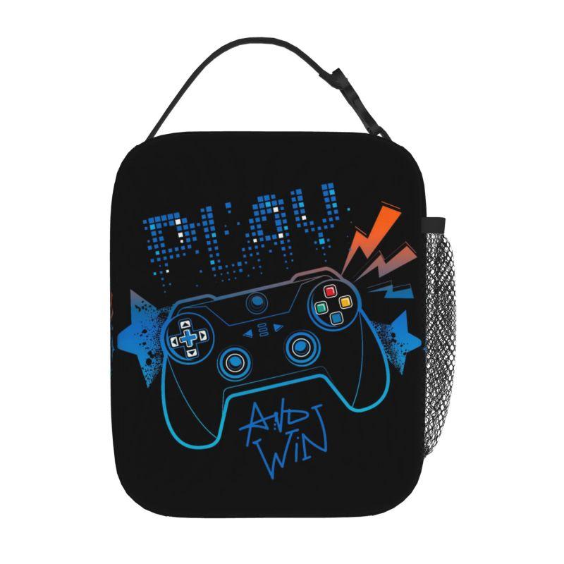 Video Game Controller Insulated Lunch Bag for Boys Portable Waterproof Thermal Oxford Lunch Box for School Travel Picnic Beach