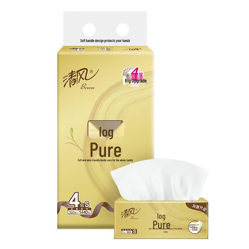 Qingfeng 4-Ply Original Wood Pulp Facial Tissues