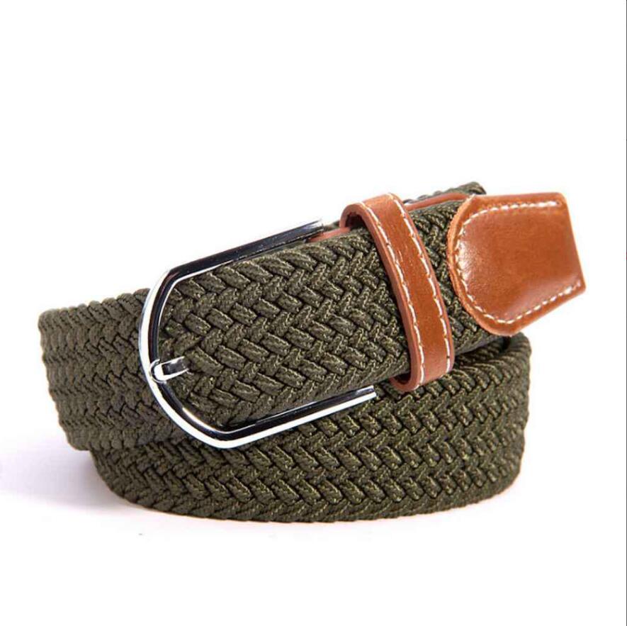 Men Women Colorful Elastic Stretchy Belt Leather End and Silver Metal Buckle Jeans Pant Accessory