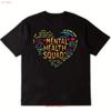 Mental Health Squad T Shirt Black with Colorful Vintage Washed Designer Clothes Fashion Casual Breathable
