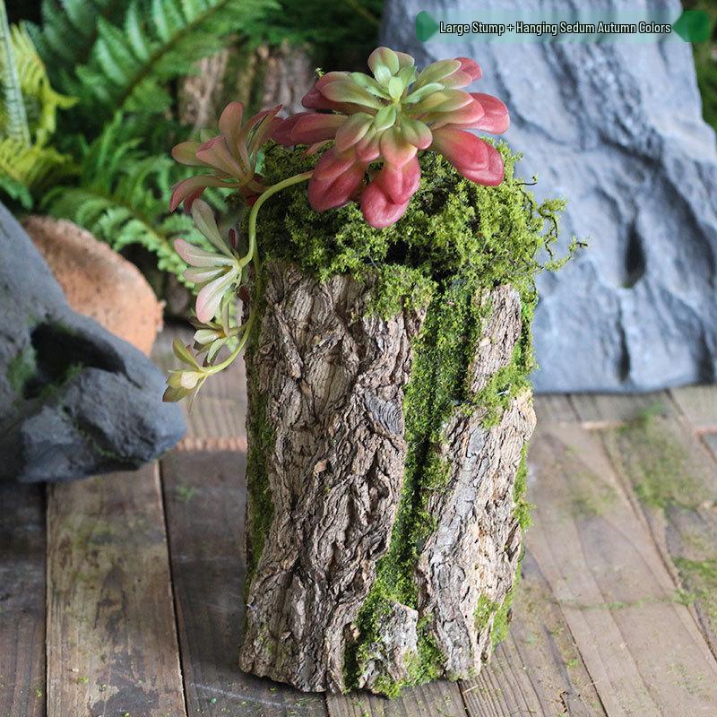 Forest Style Artificial Tree Stump with Moss Bark - Kindergarten and Country Style Decorative Ornament, Perfect for Landscaping or Inserting Flowers.