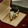 Fashion Men's Ring Fashion Metal Gold Color Inlaid Black Stone Zircon Punk Rings for Men Engagement Wedding Vintage Jewelry