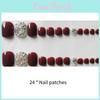 Elegant J-12 Cherry Diamond Water Drop Style Toe Nail Adornments In 24 Pieces Box