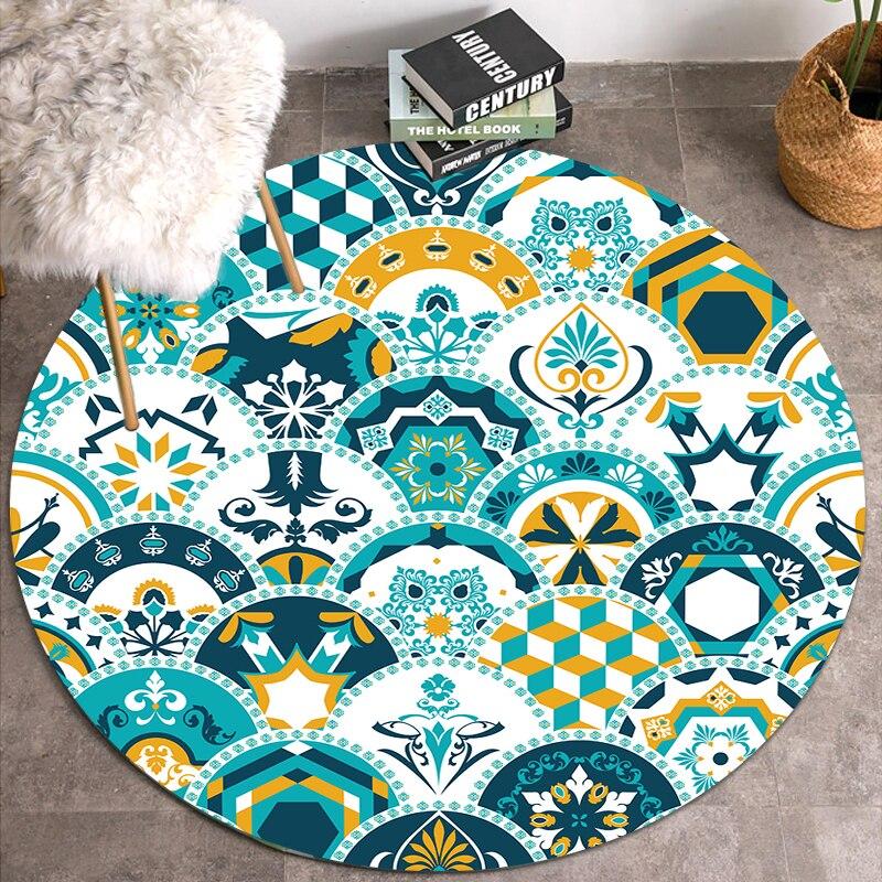 Kreslený kulatý koberec do obývacího pokoje Vintage koberec Kreativní plocha Velký koberec Kulatý koberec Rohožka Koberce do ložnice Koupelna