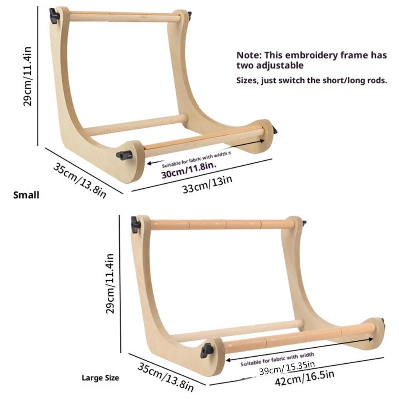 Portable Wood Embroidery Stand With Adjustment Natural Wood Sewing Frame For Home Or Travel Use