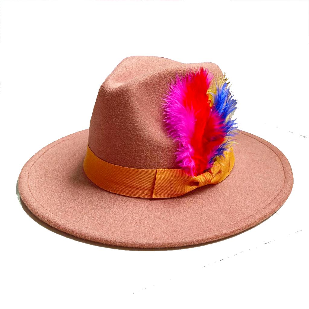 Skórzany Różowy Kapelusz Fedora z Szerokim Rondem Jazzowy Kapelusz Jesień/Zima Klasyczny Elegancki Kapelusz Panama Kapelusz Dżentelmena Sombrero