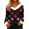 Women's T Shirt Tee Christmas Shirt Long Sleeve Party Christmas Print Fleece Collar V Neck Top