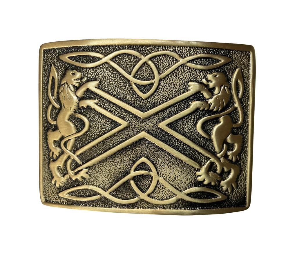 Scottish Kilt Belt Buckle Brass Mirror Shine Celtic Antique Design Sporran