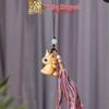 Golden Wood Carved Bow Knot Kitten Cushion Pendant - Blood Cypress Joy Plate Bag Phone Charm