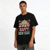 2026 Happy New Year Retro Disco Ball Graphic Casual Top Pure Cotton T-shirt