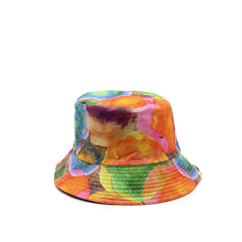 Bucket Hat Personalized Double-Sided Flower Pattern Printed Pot Hat Outdoor Men'S Travel Sunscreen Sun Hat