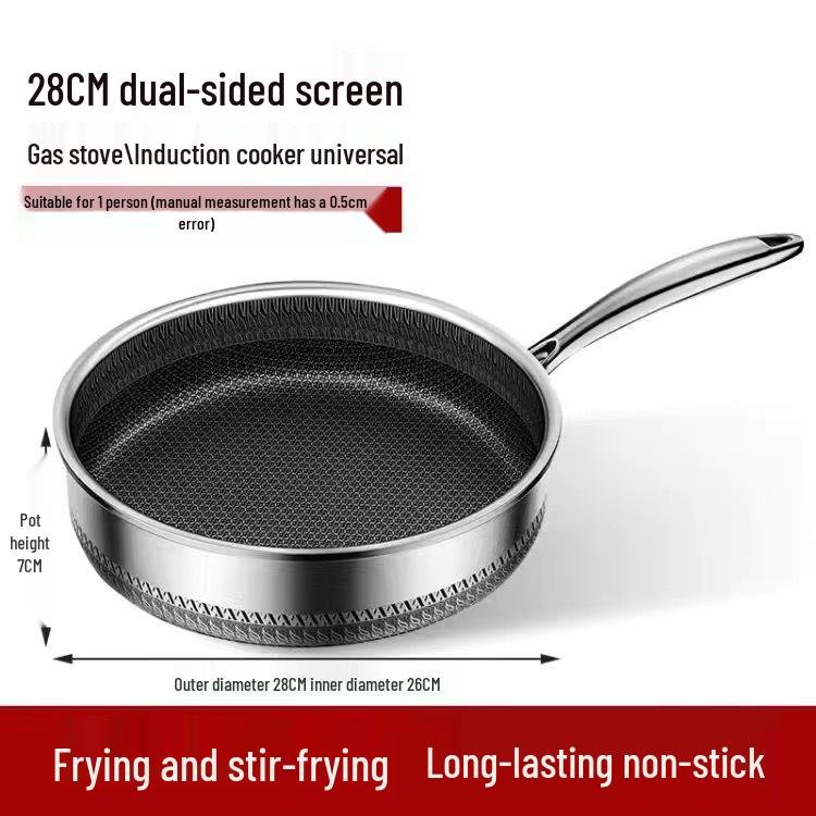 Honeycomb 316 Stainless Steel Non-Stick Frying Pan for Steaks and Pancakes