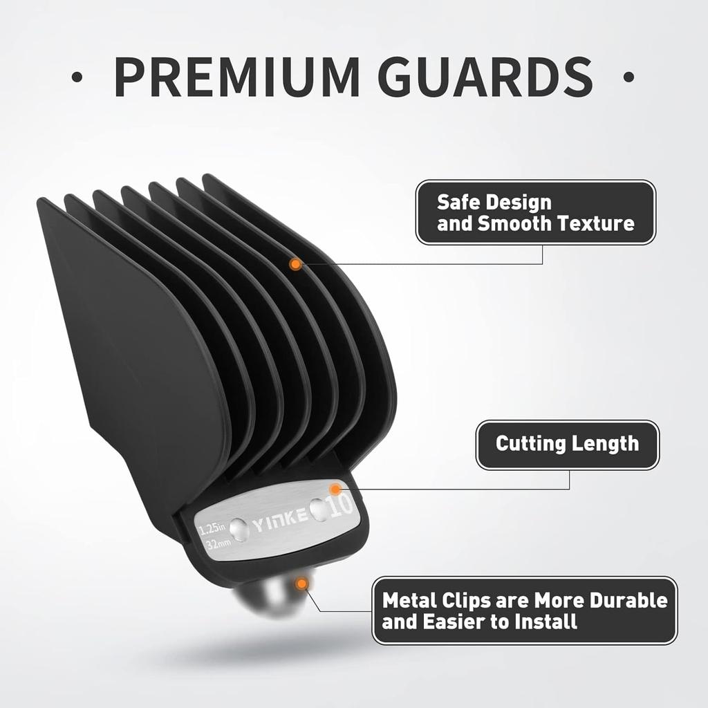 YINKE Clipper Guards for Wahl Hair Clippers Trimmers with Metal Clip Premium 6 Size Cutting Lengths Limit Guide Comb Attachments