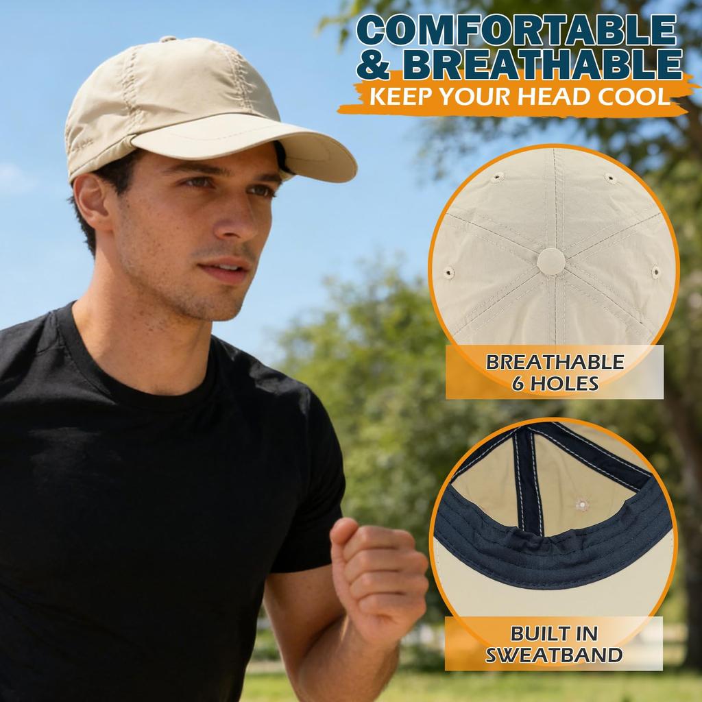 UPF Waterproof Sun Hat Foldable Unisex Baseball Cap with Neck Flap for and Running [EINSKEY] 50+ - Beach, Golf, Hiking, Fishing,