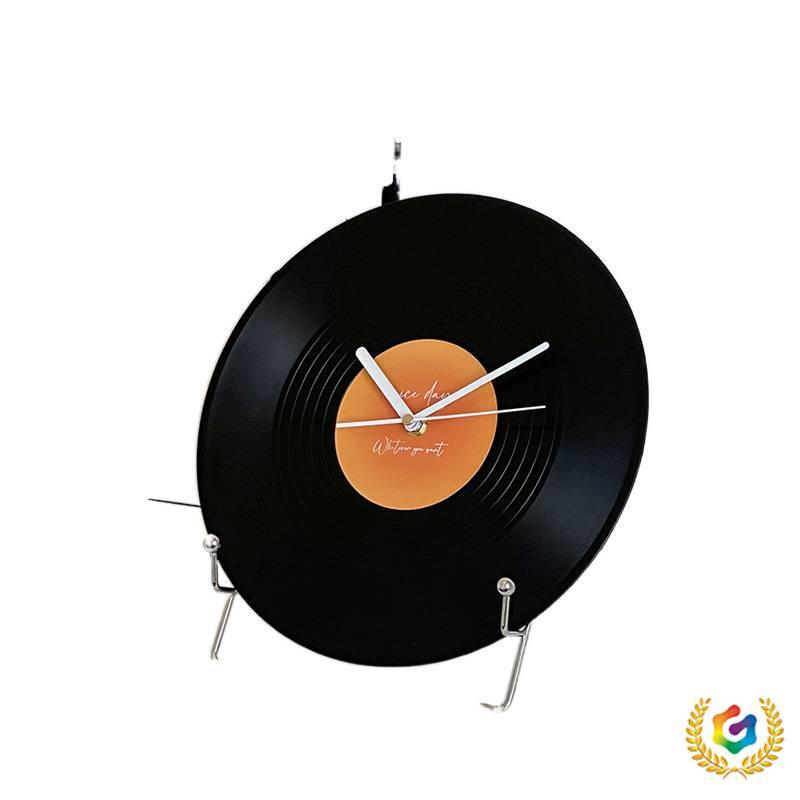 Retro Black Vinyl Record Sunset Clock for Living Room, Office Desk, Wine Cabinet, or TV Wall.