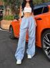 Streetwear Casual Pants With Elastic Waist For Women 2025 Summer Loose Fit Cotton Blend