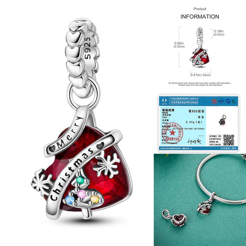 Copper Santa Claus Beads Christmas Tree Charms Fit 3Mm Women Bracelet Diy Accessories Christmas Gift Fine Jewelry