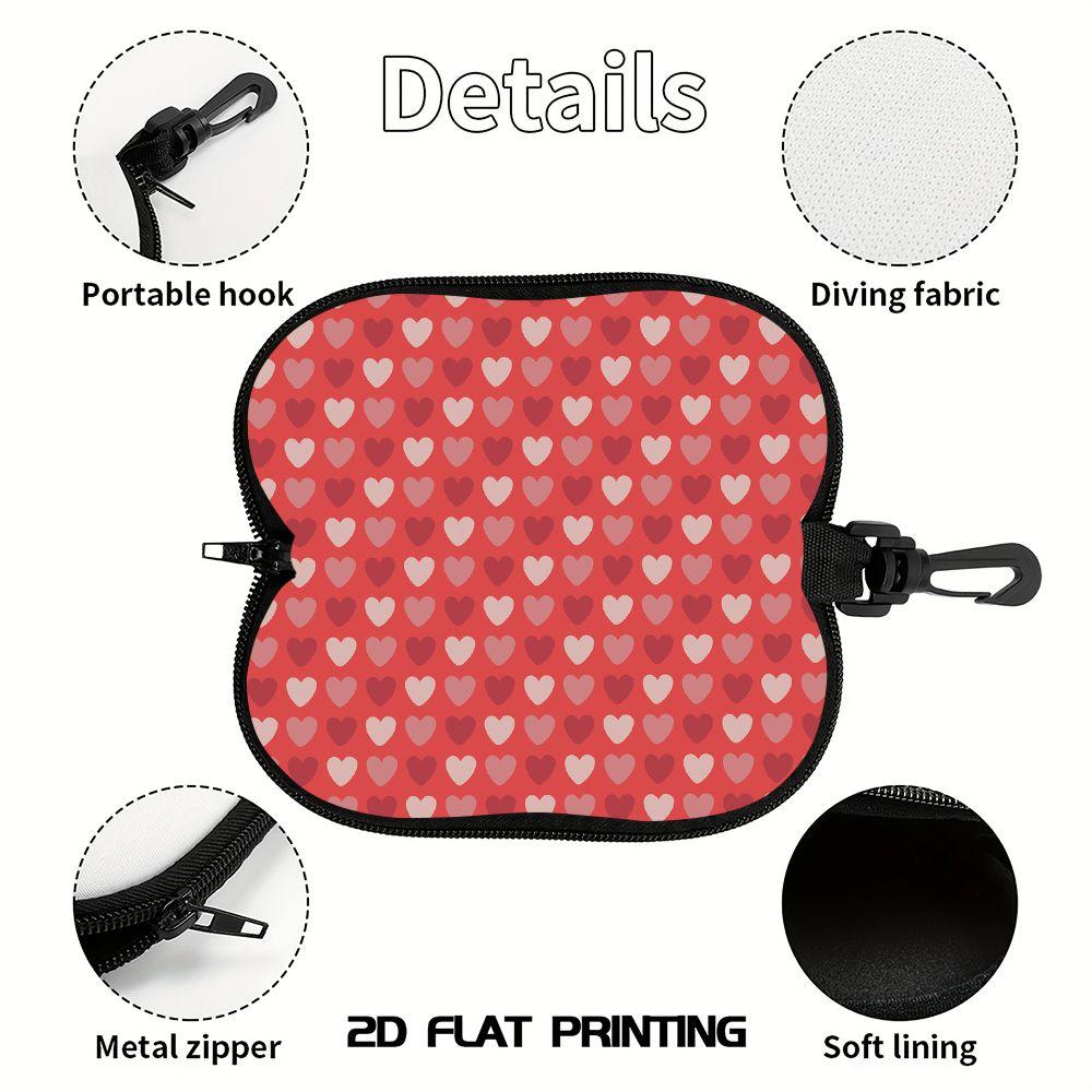 Cute Pink Heart Pattern Soft Sunglasses Case, Portable Lightweight Fabric Eyeglasses Pouch, Protective Eyewear Sleeve for Women Travel Gift
