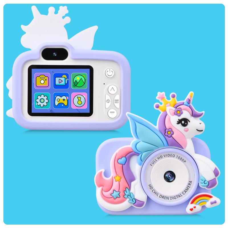New Style Kids' HD Unicorn Digital Camera with Front & Rear Dual Lenses - Mini Cartoon Video Recorder, Ideal Baby Gift