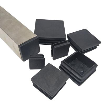 10 Stück quadratische schwarze Kunststoff-Endkappen für Rohreinsätze, Stopfen, 10 x 10 – 50 x 50 mm, Stuhlbein-Füße, Pads, Abdeckungen, Bodenschutz