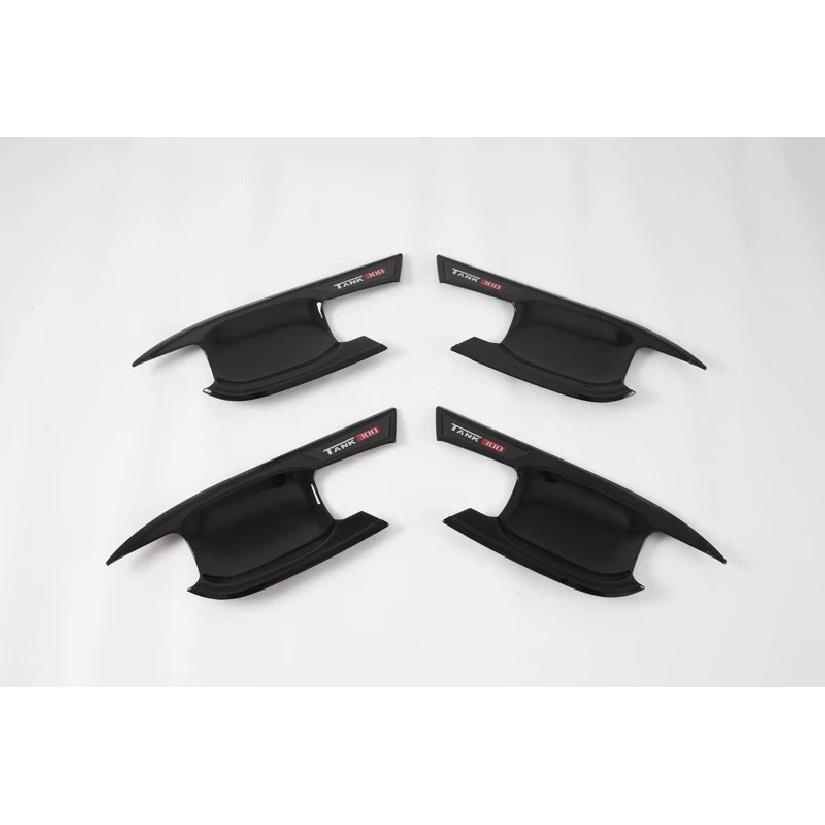 For GWM Great Wall WEY Tank 300    ABS Carbon Fiber Car Door Handle Cover Door Bowl Frame Trims Decorative Sticker