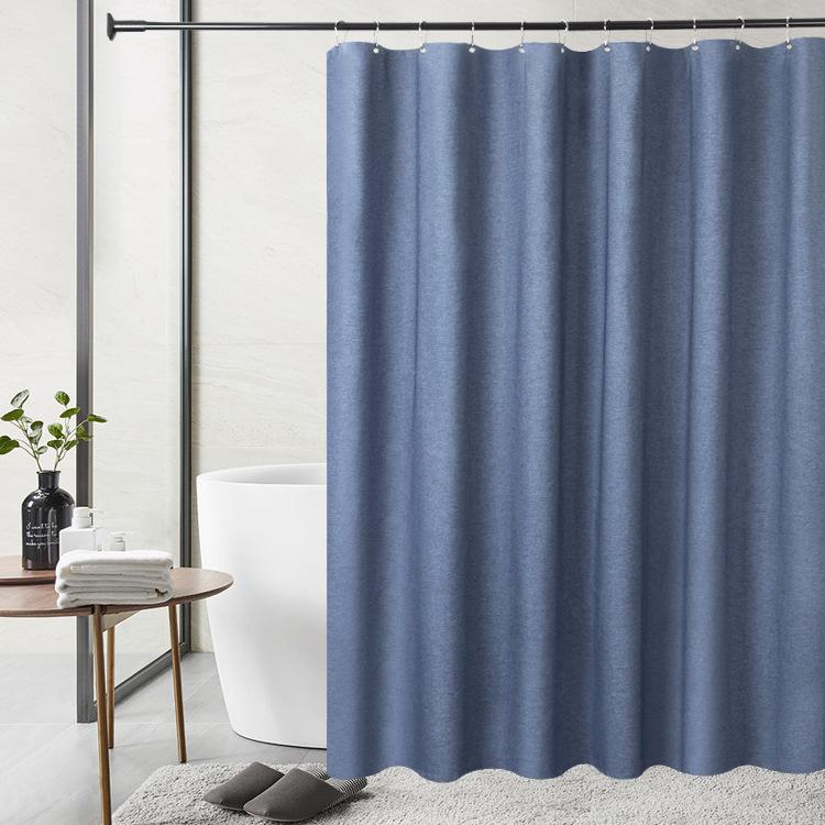 Luxury Linen Shower Curtain with Hooks Bathroom Waterproof Thick Fabric Bath Curtains Bathtub Large Bathing Cover