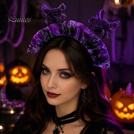 Cosplay Party Accessories Halloween Spider Headband, Web Mesh Hair Accessory, Non Slip Headband Masquerade Costume Accessory for Men Women Wizard