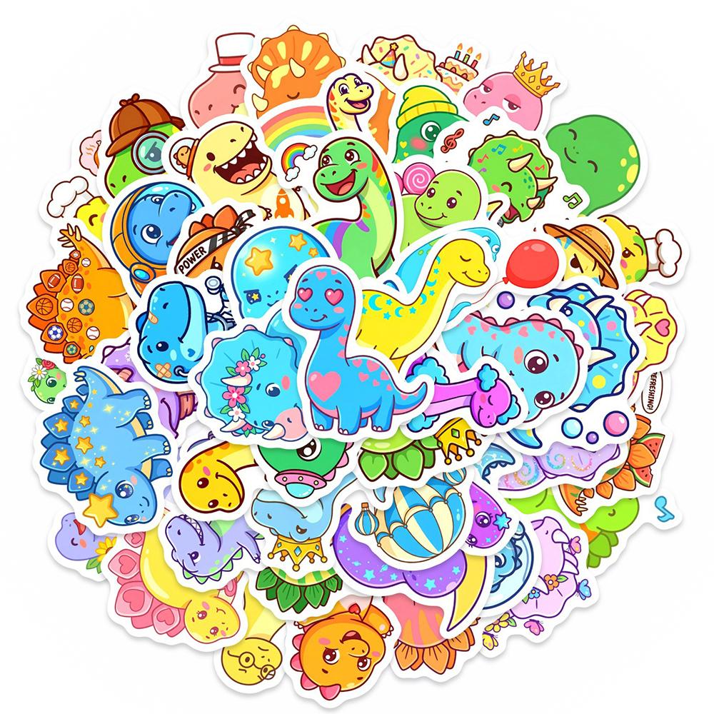 10/30/50pcs Cute Dinosaur Creative Stickers Cartoon Animal Decals Toy DIY Scrapbook Phone Helmet Suitcase Funny Graffiti Sticker
