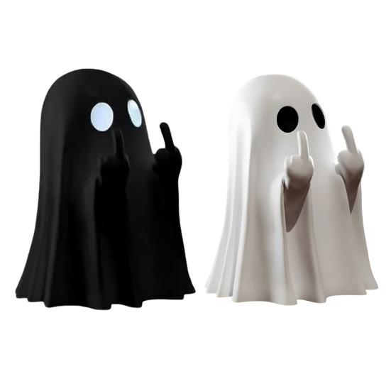 Halloween Ghost Figurine Funny Middle Finger Ghost Statue Sassy Ghost