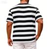 Men Crew Neck Short Sleeve Striped T Shirt Casual Fit Soft Fabric Lightweight Breathable Classic Style Top