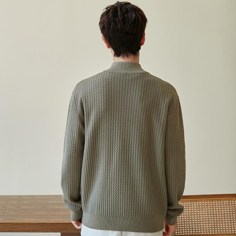 Autumn and Winter New Inner Sweater Solid Color High-end Semi-turtleneck Sweater Loose Trend Men's Knitted Sweater