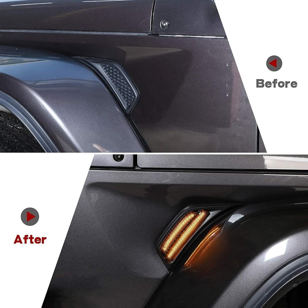 Car Front Fender Marker Side Turn Signal Lamp for Jeep Wrangler JL JT 2018+Black