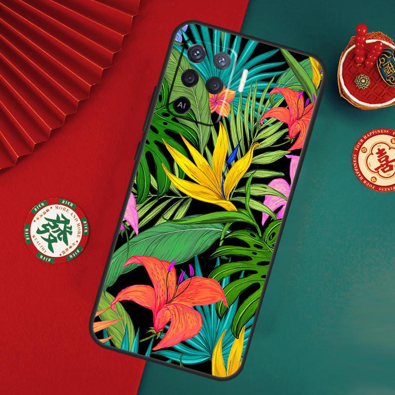 Tropical Leaf Pattern Case For Oppo A78 A98 A58 A38 A18 A54 A74 A94 A80 A60 A40 A96 A76 A16 A15 A17 A57 A5 A6 Pro
