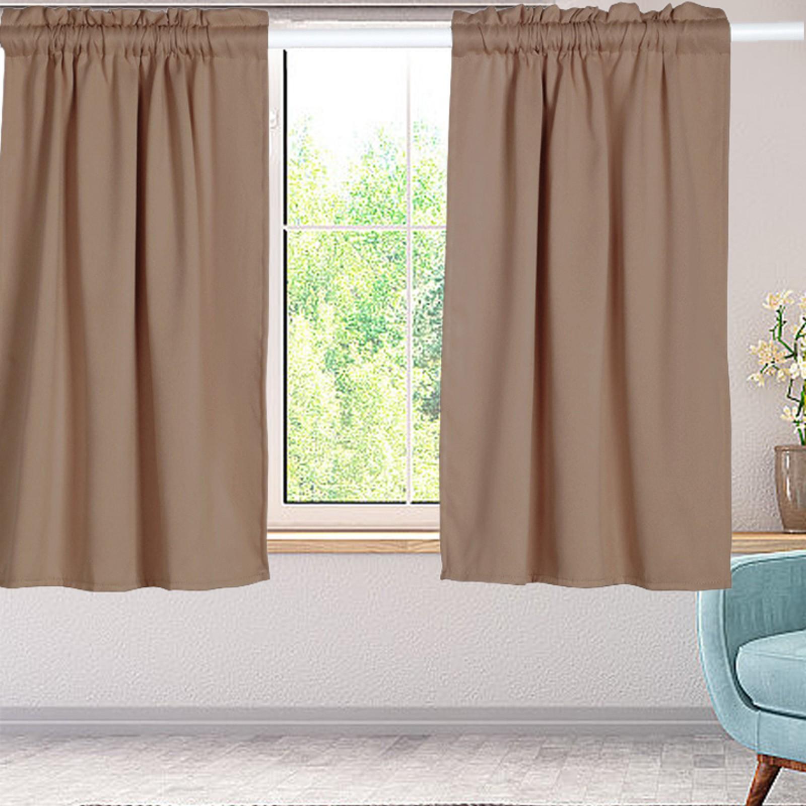 

1 Panel Short Curtains Blackout Drapes Rod Window Curtains For Kids Bedroom Living Room Opaque Blinds Doorway Drape 74x36cm A хаки