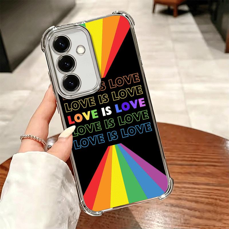 LGBT Rainbow Love Is Love Plating Phone Case For Samsung A17 A07 A37 A57 A16 A56 A15 A55 A14 A54 A13 A53 A26 A36 A25 A35 A24 A34