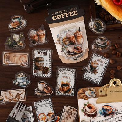 40pcs/lot Kawaii Scrapbook Stickers Lace Coffee Journaling Scrapbooking Supplies Decorative Stationery